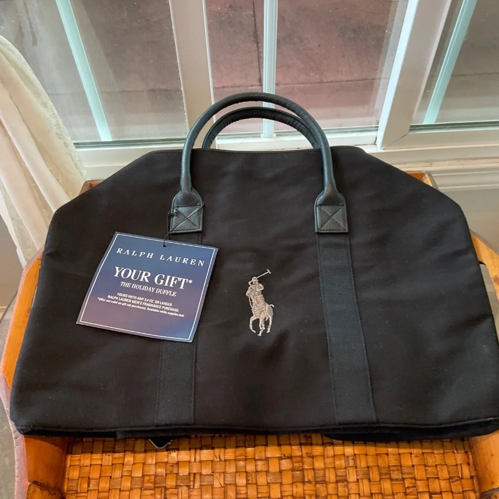 Ralph Lauren Polo Black Canvas Duffel Bag NWT